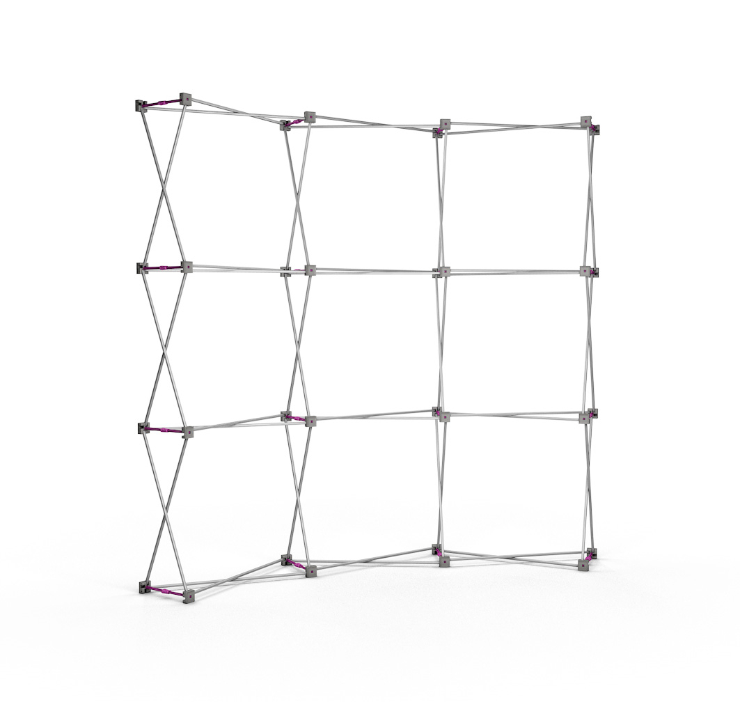 Curved Fabric Pop Up Stand Frame - Tool Free Assembly; Simple Extend Frame And Lock into Place